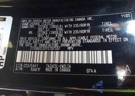 2026 Lexus Nx 350 Premium z USA, uszkodzony, nr VIN 2T2GGCEZ0TC107557